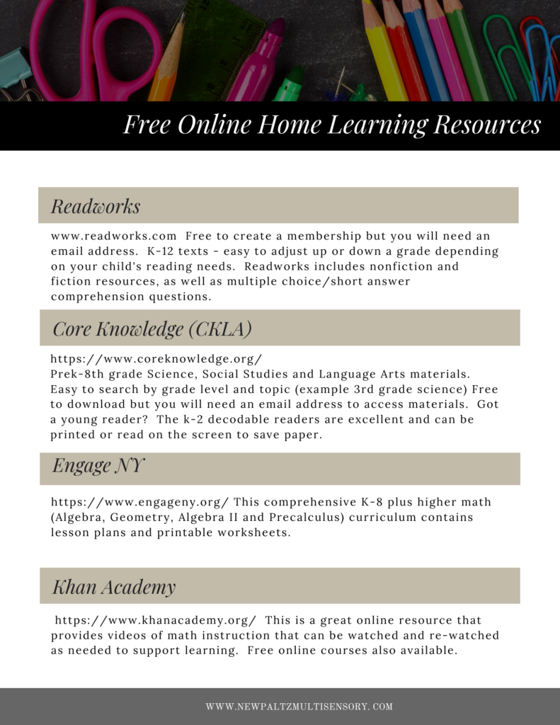 Free Online Home Learning Resources!