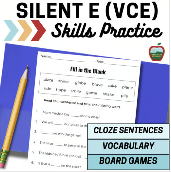 Silent E (Vowel Consonant E, Magic E) Skills Practice for Older ...